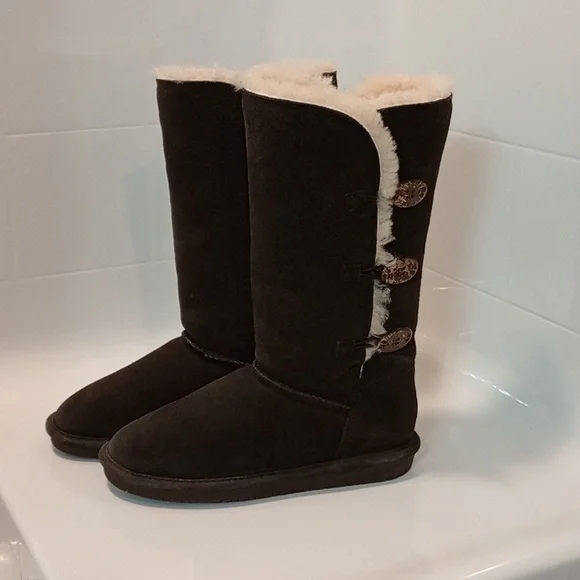 BearPaw Women's Brown Suede Fur Lined Winter Boots - Picture 4 of 9